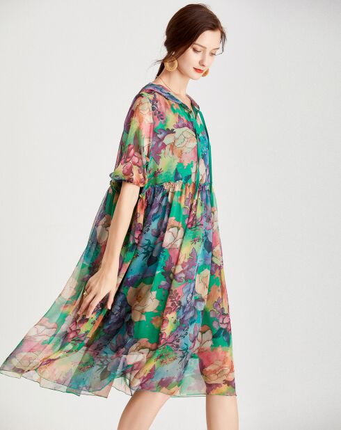 Robe Gabriela vert/multicolore