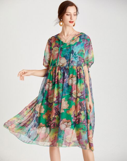 Robe Gabriela vert/multicolore