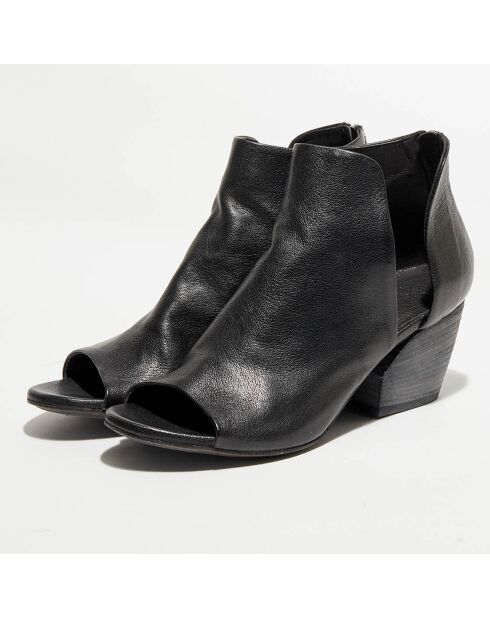 Stivaletti neri in pelle bianca - tacco 6 cm