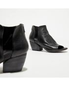 Stivaletti neri in pelle bianca - tacco 6 cm