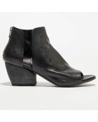 Stivaletti neri in pelle bianca - tacco 6 cm