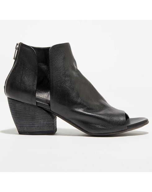 Stivaletti neri in pelle bianca - tacco 6 cm