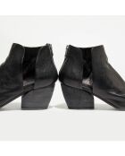 Stivaletti neri in pelle bianca - tacco 6 cm