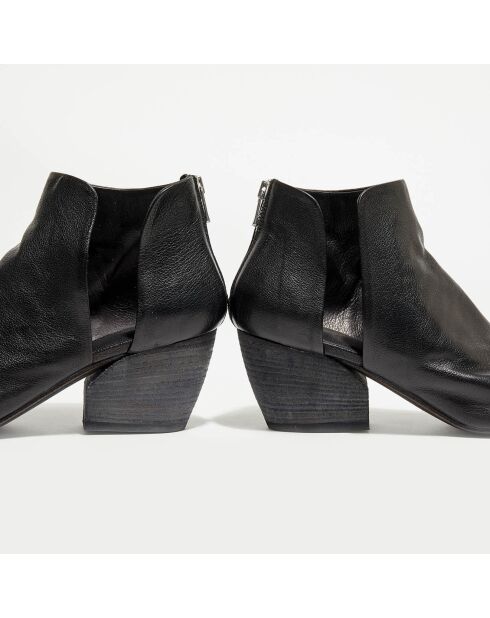 Stivaletti neri in pelle bianca - tacco 6 cm