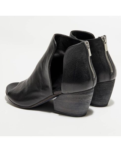 Stivaletti neri in pelle bianca - tacco 6 cm