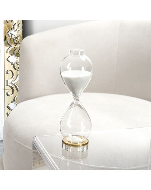 Sablier avec anneau en or Klepsidra doré/transparent/blanc - 5x5x17 cm