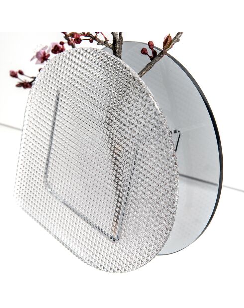 Vase Message transparent/ gris fumé - 16x5x16 cm