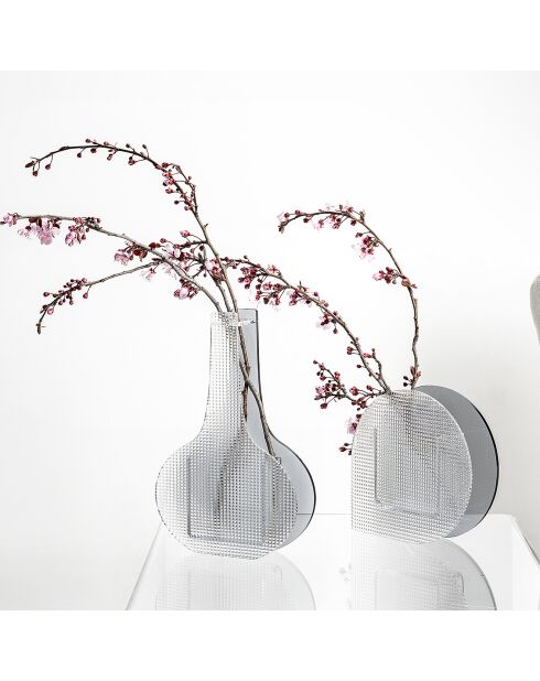 Vase Message transparent/ gris fumé - 16x5x16 cm
