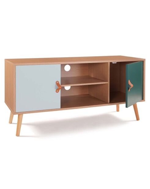 Meuble TV Aria bois/vert - 113x39.5x53.5 cm