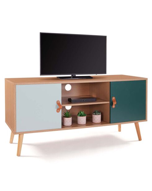 Meuble TV Aria bois/vert - 113x39.5x53.5 cm