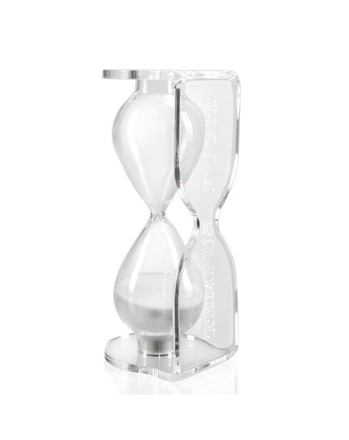 Sablier Tempus Fugit transparent/blanc - 15x9x12 cm