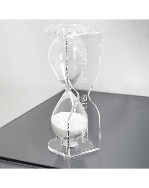 Clessidra Tempus Fugit trasparente/bianca - 15x9x12 cm