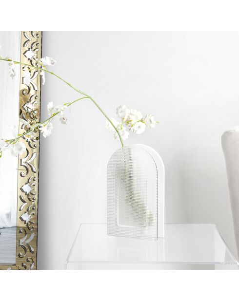 Jarrón Arko transparente/blanco - 14,5x4,5x25 cm