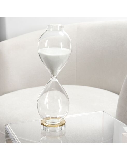 Sablier avec anneau en or Klepsidra doré/transparent/blanc - 7x7x21.5 cm