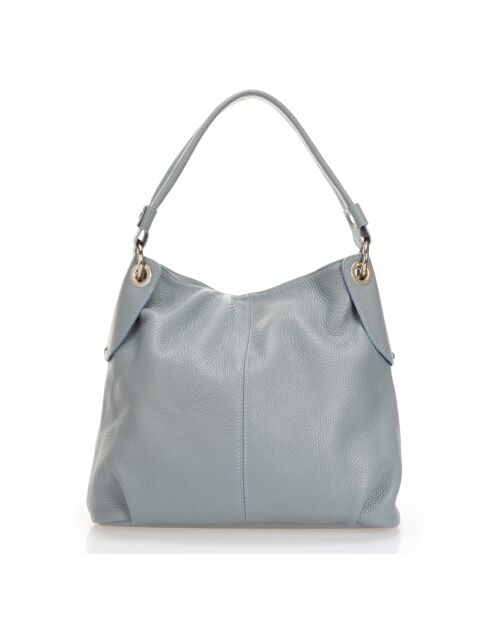 Bolso de hombro Norah de piel azul mineral - 34x14x30cm