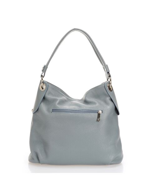 Bolso de hombro Norah de piel azul mineral - 34x14x30cm