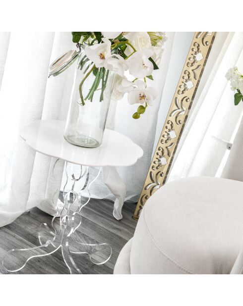 Arabesque weißer Couchtisch - D.36xH.42 cm