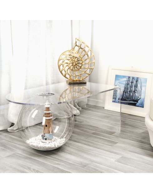 Tavolino sferico trasparente - 90x48x40 cm