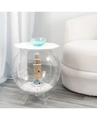 Table basse Sphérique blanc/transparent - D.40xH.45 cm