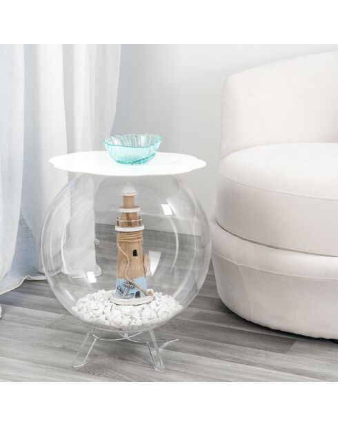Table basse Sphérique blanc/transparent - D.40xH.45 cm