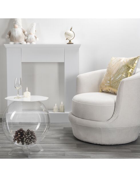 Sphärischer weißer/transparenter Couchtisch - D.40xH.45 cm