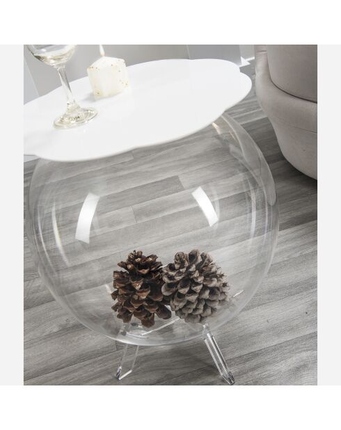 Sphärischer weißer/transparenter Couchtisch - D.40xH.45 cm