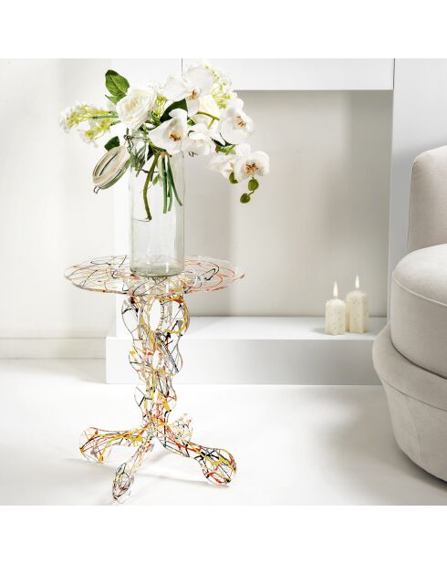 Table Arabesque multicolore - D.36xH.42 cm