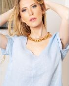 Top 100% Lin Acacia bleu ciel