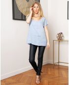 Top 100% Lin Acacia bleu ciel