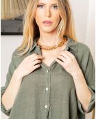 Chemise 100% Lin Camelia kaki