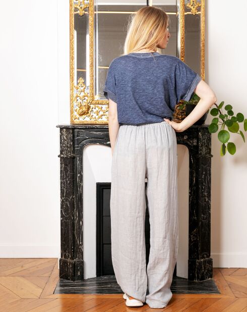 Pantalon 100% Lin Coquelicot gris clair