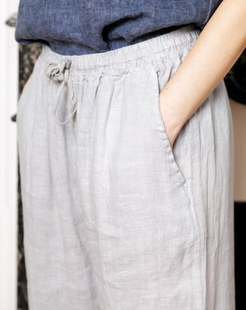 Pantalon 100% Lin Coquelicot gris clair
