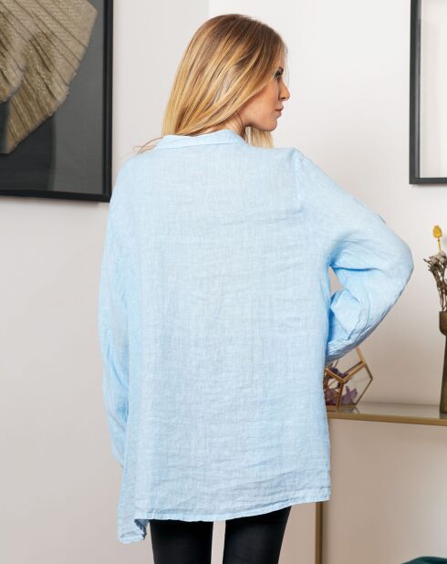 Chemise 100% Lin Jonquille bleu ciel