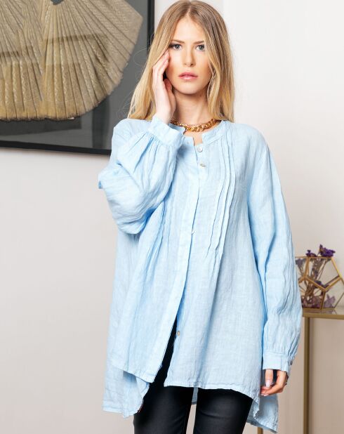 Chemise 100% Lin Jonquille bleu ciel
