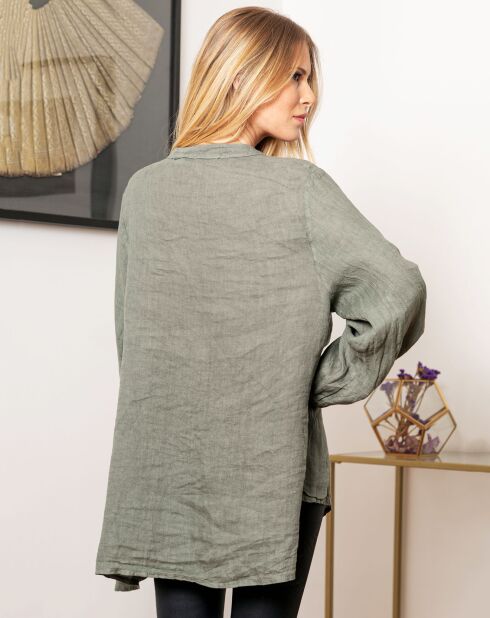 Chemise 100% Lin Jonquille kaki