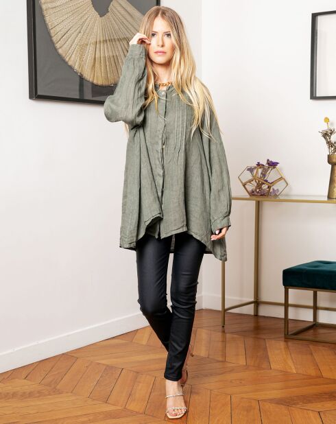 Chemise 100% Lin Jonquille kaki