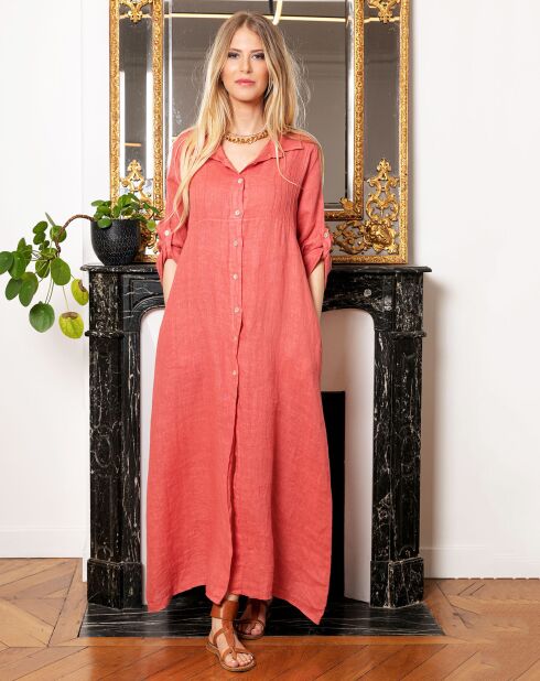 Robe 100% Lin Muscari brique