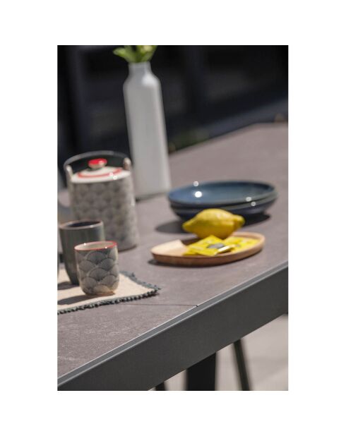 Gartenset Stockholm-TB300-CER ausziehbarer Tisch + 10 stapelbare Stockholm-CH-Stühle & 2 stapelbare Stockholm-FT-Sessel Anthrazitgrau