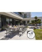 Gartenset Stockholm-TB300-CER ausziehbarer Tisch + 10 stapelbare Stockholm-CH-Stühle & 2 stapelbare Stockholm-FT-Sessel Anthrazitgrau