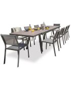 Gartenset Stockholm-TB300-CER ausziehbarer Tisch + 8 stapelbare Stockholm-CH-Stühle & 2 stapelbare Stockholm-FT-Sessel Anthrazitgrau