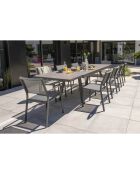 Gartenset Stockholm-TB300-CER ausziehbarer Tisch + 8 stapelbare Stockholm-CH-Stühle & 2 stapelbare Stockholm-FT-Sessel Anthrazitgrau