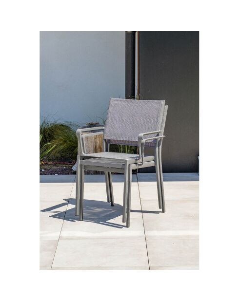 Gartenset Stockholm-TB300-CER ausziehbarer Tisch + 6 stapelbare Stockholm-CH-Stühle & 2 stapelbare Stockholm-FT-Sessel Anthrazitgrau