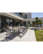 Gartenset Stockholm-TB300-CER ausziehbarer Tisch + 8 stapelbare Stockholm-CH-Stühle & 2 stapelbare Stockholm-FT-Sessel Anthrazitgrau