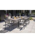 Gartenset Stockholm-TB300-CER ausziehbarer Tisch + 6 stapelbare Stockholm-CH-Stühle & 2 stapelbare Stockholm-FT-Sessel Anthrazitgrau