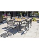 Gartenset Stockholm-TB300-CER ausziehbarer Tisch + 6 stapelbare Stockholm-CH-Stühle & 2 stapelbare Stockholm-FT-Sessel Anthrazitgrau