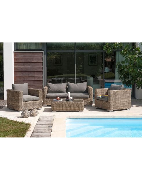 Montmartre 4-Sitzer-Gartenmöbel aus braunem geflochtenem Harz