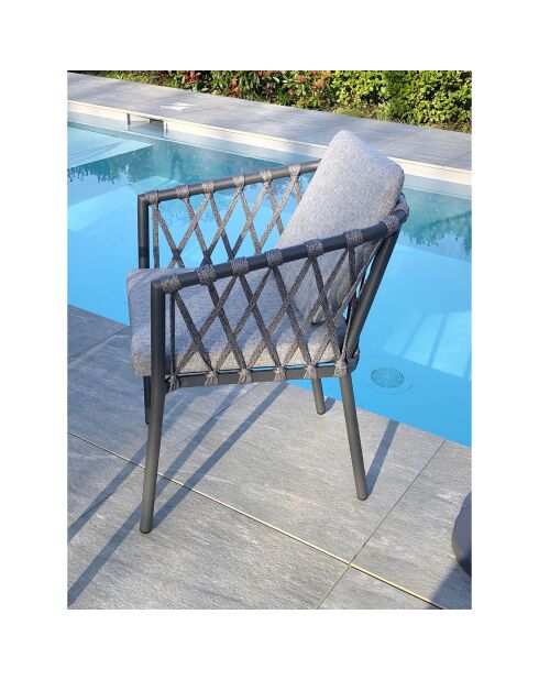 Poltrona da giardino Pilat in alluminio e corda grigio antracite
