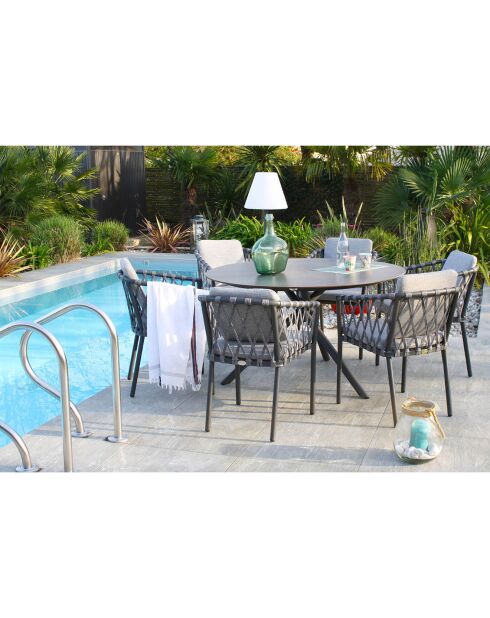 Poltrona da giardino Pilat in alluminio e corda grigio antracite