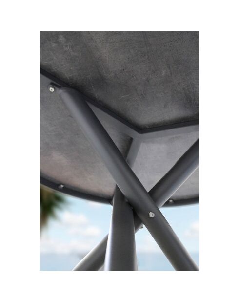 Runder klappbarer Gartentisch aus Aluminium mit anthrazitgrauer HPL-Platte