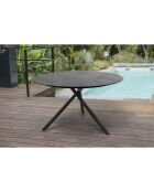 Tavolo da giardino rotondo pieghevole in alluminio con piano in HPL grigio antracite